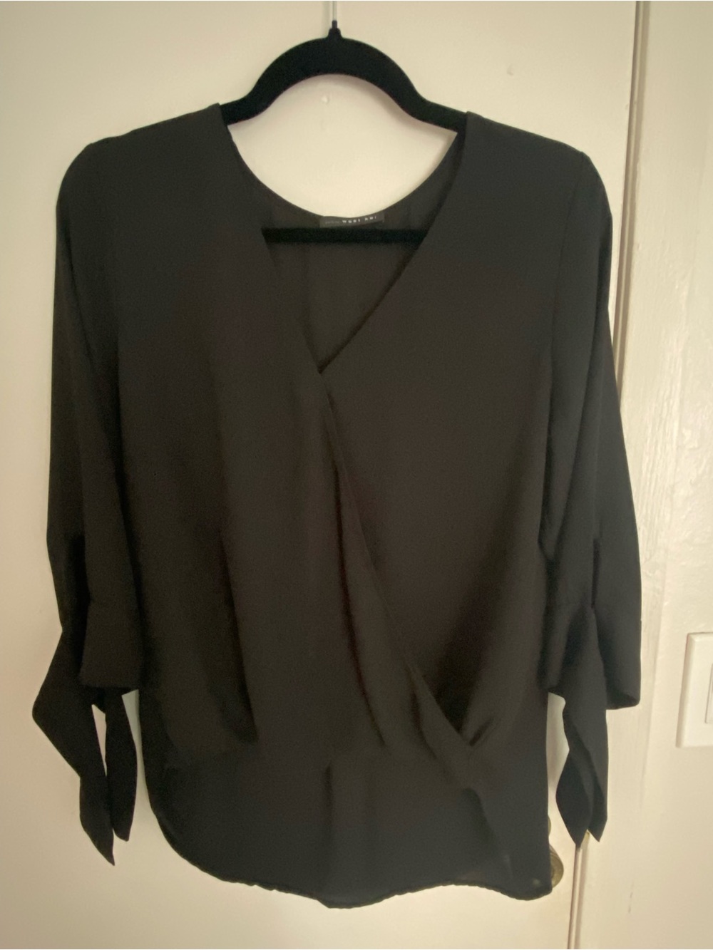 West Kei Black Draped V-Neck Blouse - never worn